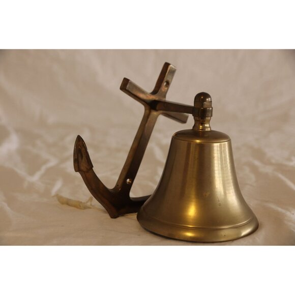 Vintage Solid Brass Anchor Door Knocker Bell Mid Century 1970's - Picture 5 of 8